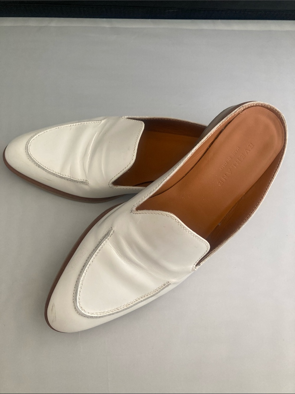 Everlane Modern Loafer Mules in Size 8 White Leather